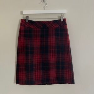 Eddie Bauer Red Black Tartan Plaid Wool Skirt 90s Holiday Preppy Academia Size 2